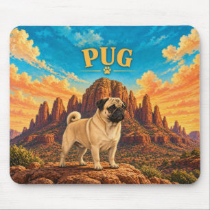 Pug, Sedona Rocks Vintage Waterverf Muismat