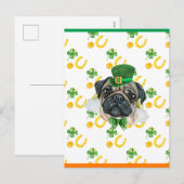 Pug Shamrock St. Patricks Dag Feestdagenkaart (Voorkant / Achterkant)