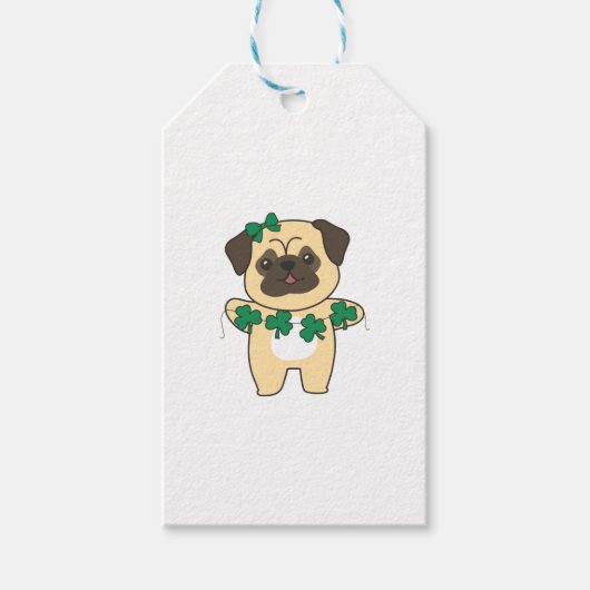 Pug Shamrocks schildert dieren voor geluk Cadeaulabel (Voorkant)
