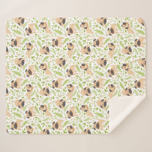 Pug Sherpa Blanket Sherpa Deken (Voorkant (horizontaal))