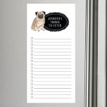 Pug Shopping List Magnetic Notepad Magnetisch Notitieblok<br><div class="desc">Schattige dingen om Pug-hond te halen met een zwart karton lijst gepersonaliseerd met jouw naam.</div>