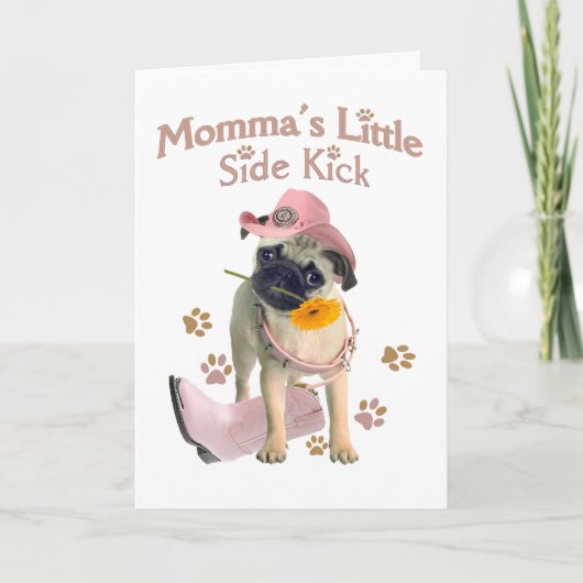 Pug Side Kick Wenskaarten Feestdagen Kaart (Voorkant)