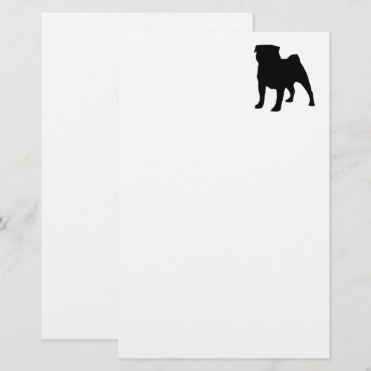 pug silhouet briefpapier (Voorkant / Achterkant)