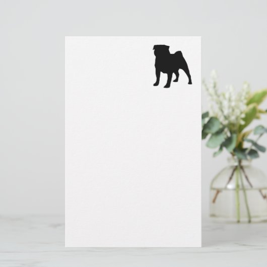 pug silhouet briefpapier (Staand voorkant)