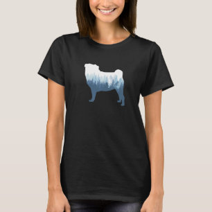 Pug Silhouet Hond Buiten Natuur T-shirt