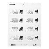 Pug silhouet - Kies achtergrondkleur Etiket (Full Sheet)