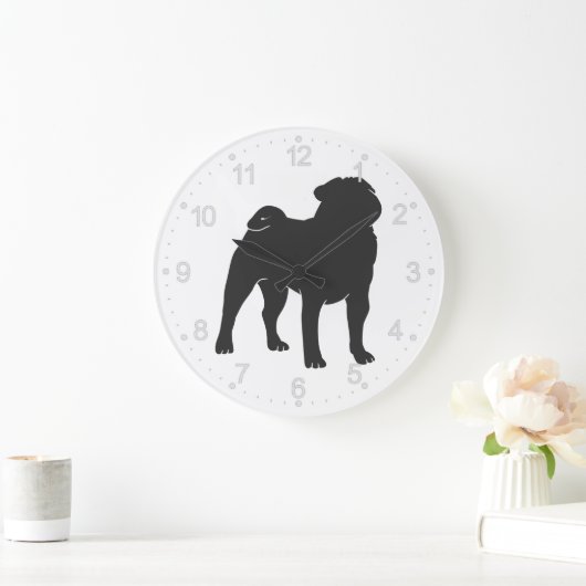 Pug silhouet - Kies achtergrondkleur Grote Klok (Huis)