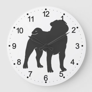Pug silhouet - Kies achtergrondkleur Grote Klok