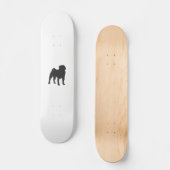 Pug silhouet - Kies achtergrondkleur Persoonlijk Skateboard (Voorkant)