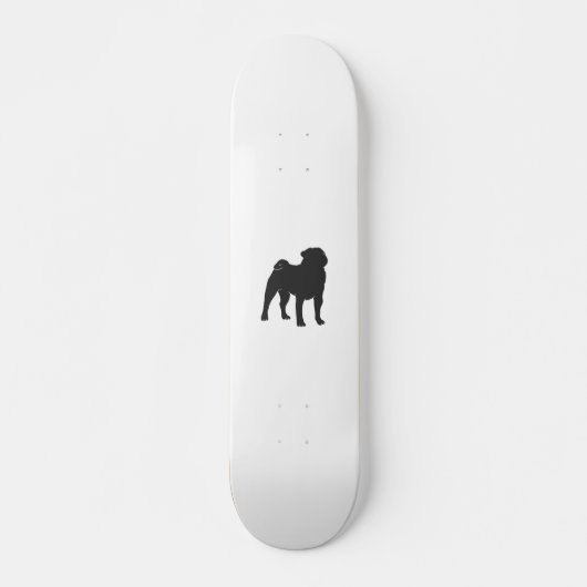 Pug silhouet - Kies achtergrondkleur Persoonlijk Skateboard (Voorkant)