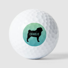Pug Silhouet met aangepaste naam Golfballen
