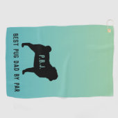 Pug Silhouet met aangepaste tekst Golfhanddoek (Horizontaal)