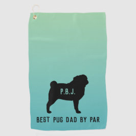 Pug Silhouet met aangepaste tekst Golfhanddoek