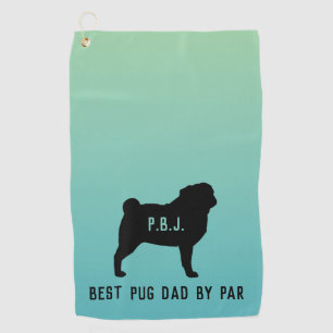Pug Silhouet met aangepaste tekst Golfhanddoek