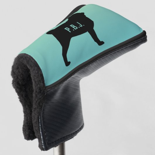Pug Silhouet met aangepaste tekst Golfheadcover (3/4 voorkant)