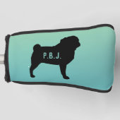 Pug Silhouet met aangepaste tekst Golfheadcover (Voorkant)