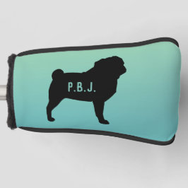 Pug Silhouet met aangepaste tekst Golfheadcover