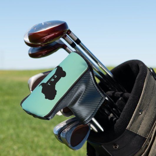 Pug Silhouet met aangepaste tekst Golfheadcover (Insitu)