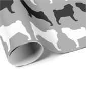 Pug Silhouet Patroon Cadeaupapier (Rol Hoek)