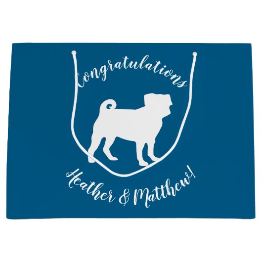 Pug Silhouette Baby shower Groot Cadeauzakje (Voorkant)