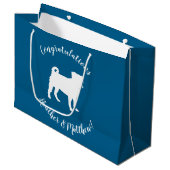 Pug Silhouette Baby shower Groot Cadeauzakje (Voorkant Gekanteld)