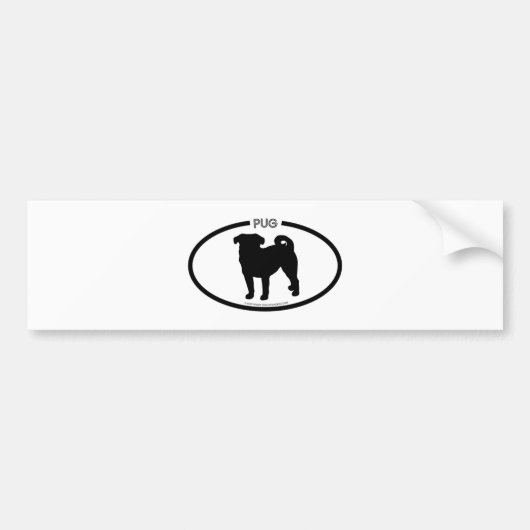 Pug Silhouette Black Bumpersticker (Voorkant)