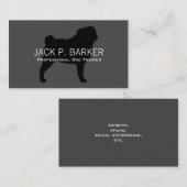 Pug Silhouette Black op Grey Visitekaartje (Voorkant / Achterkant)