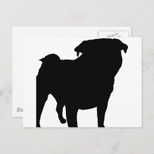Pug Silhouette Briefkaart (Voorkant / Achterkant)