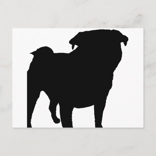 Pug Silhouette Briefkaart (Voorkant)