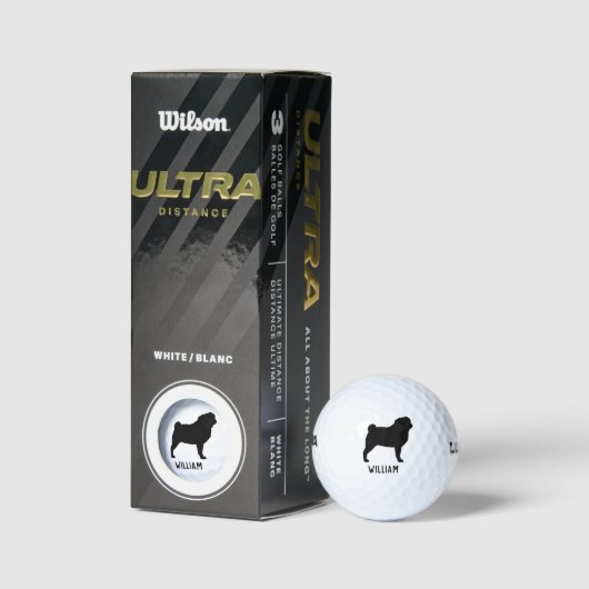 Pug Silhouette Golfballen (Verpakking)