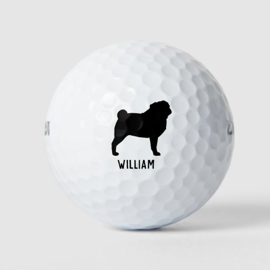 Pug Silhouette Golfballen (Voorkant)
