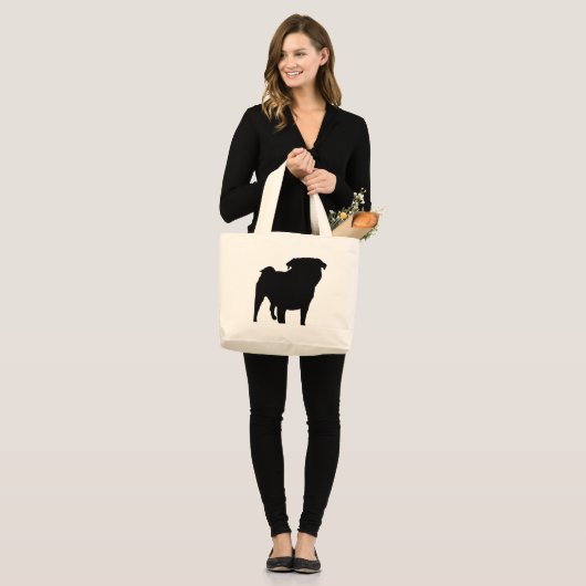 Pug Silhouette Grote Tote Bag (Voorkant (model))