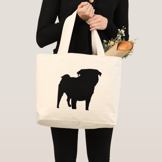 Pug Silhouette Grote Tote Bag (Voorkant (product))