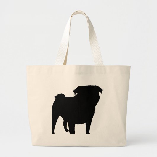 Pug Silhouette Grote Tote Bag (Voorkant)