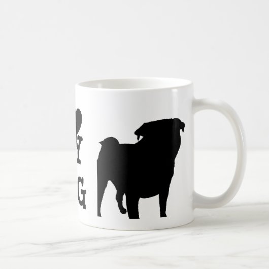 Pug Silhouette Koffiemok (Rechts)