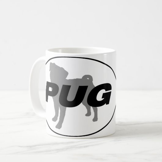 Pug Silhouette Mok (Voorkant links)