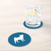 Pug Silhouette Puppy Baby shower Ronde Kartonnen Onderzetter (Insitu)
