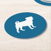 Pug Silhouette Puppy Baby shower Ronde Kartonnen Onderzetter (Gebogen)