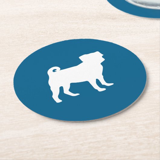 Pug Silhouette Puppy Baby shower Ronde Kartonnen Onderzetter (Gebogen)