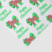 Pug Silhouette Red Christmas Dog & Bow White Tissuepapier (Detail)