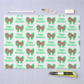 Pug Silhouette Red Christmas Dog & Bow White Tissuepapier (Craft)
