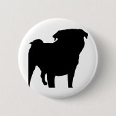 Pug Silhouette Ronde Button 5,7 Cm (Voorkant)