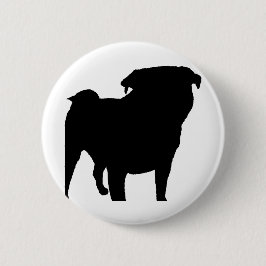 Pug Silhouette Ronde Button 5,7 Cm