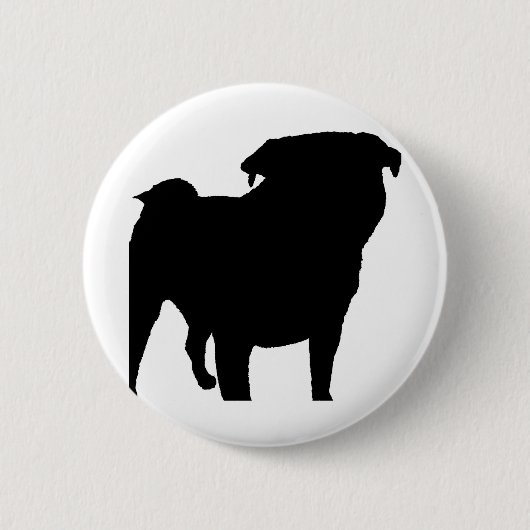 Pug Silhouette Ronde Button 5,7 Cm (Voorkant)