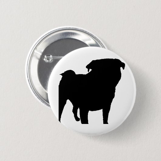 Pug Silhouette Ronde Button 5,7 Cm (Voorkant /achterkant)