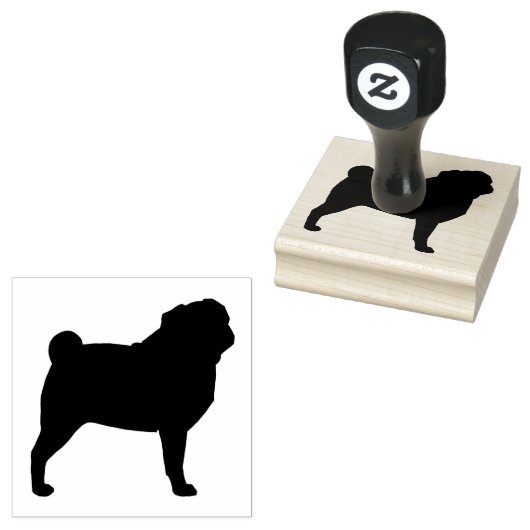 Pug Silhouette Rubberstempel (Gestempeld)