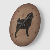 Pug Silhouette Rustic Style Grote Klok (Hoek)