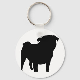 Pug Silhouette Sleutelhanger