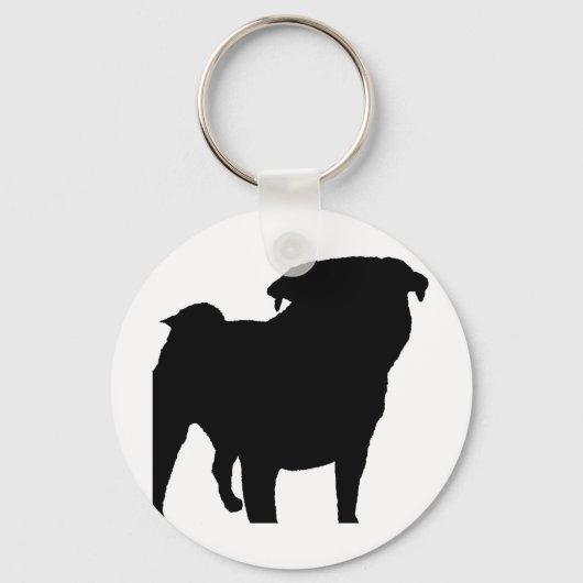 Pug Silhouette Sleutelhanger (Voorkant)