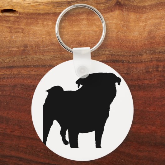 Pug Silhouette Sleutelhanger (Voorkant)